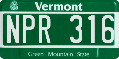 VT license plate NPR316