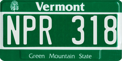 VT license plate NPR318