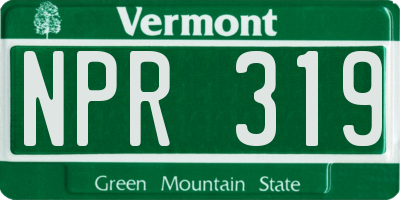 VT license plate NPR319