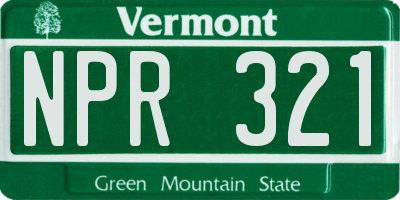 VT license plate NPR321