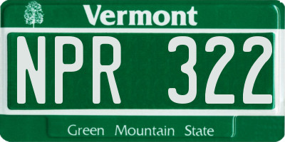 VT license plate NPR322