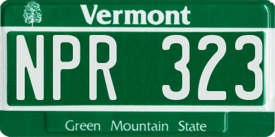 VT license plate NPR323