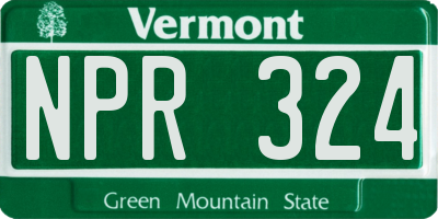 VT license plate NPR324