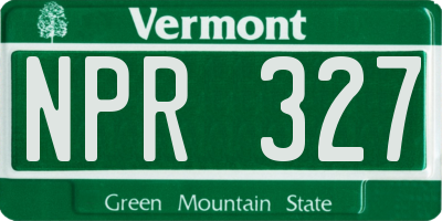 VT license plate NPR327
