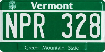 VT license plate NPR328