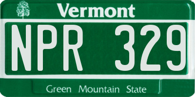 VT license plate NPR329