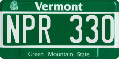 VT license plate NPR330
