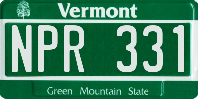 VT license plate NPR331