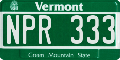 VT license plate NPR333