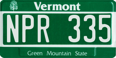 VT license plate NPR335