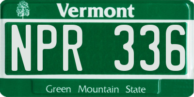 VT license plate NPR336