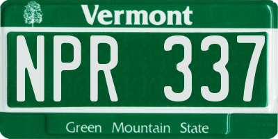 VT license plate NPR337