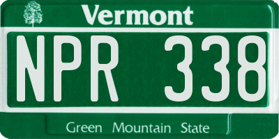 VT license plate NPR338
