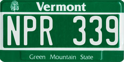VT license plate NPR339