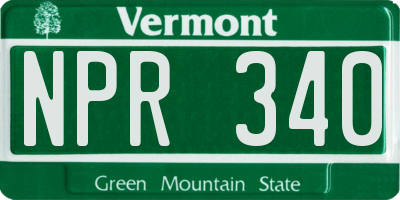 VT license plate NPR340