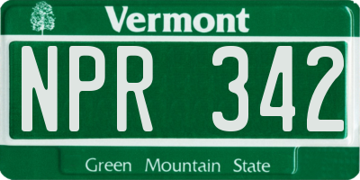 VT license plate NPR342
