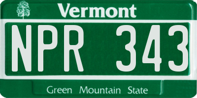 VT license plate NPR343