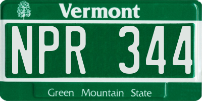 VT license plate NPR344