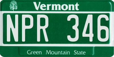 VT license plate NPR346