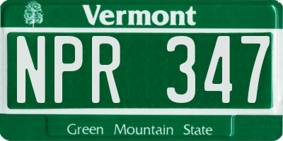 VT license plate NPR347