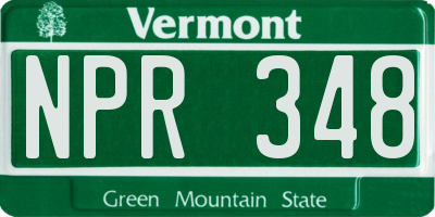 VT license plate NPR348