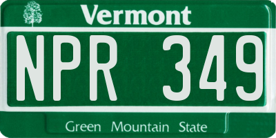 VT license plate NPR349