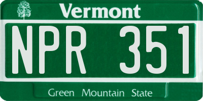 VT license plate NPR351
