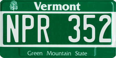 VT license plate NPR352