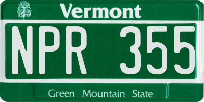 VT license plate NPR355