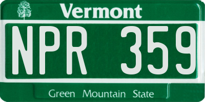 VT license plate NPR359