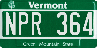 VT license plate NPR364