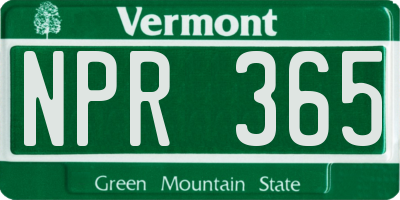 VT license plate NPR365