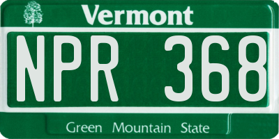 VT license plate NPR368