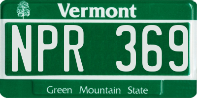VT license plate NPR369