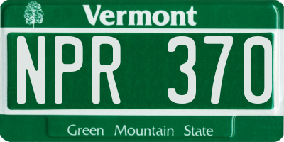 VT license plate NPR370