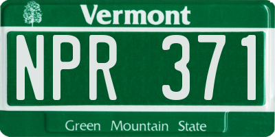 VT license plate NPR371