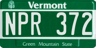 VT license plate NPR372