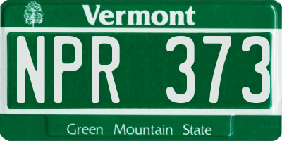 VT license plate NPR373