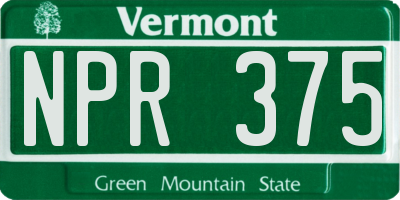 VT license plate NPR375