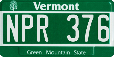 VT license plate NPR376