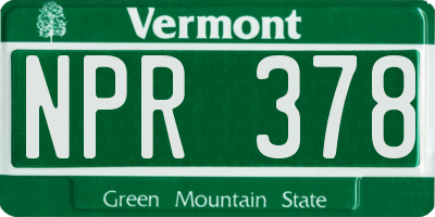VT license plate NPR378