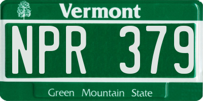 VT license plate NPR379