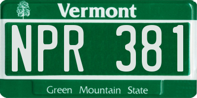 VT license plate NPR381