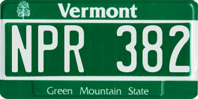 VT license plate NPR382