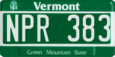 VT license plate NPR383