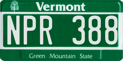 VT license plate NPR388
