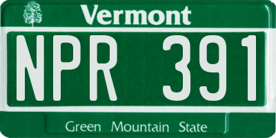 VT license plate NPR391