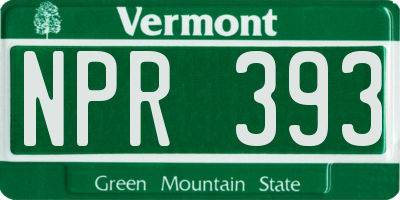 VT license plate NPR393