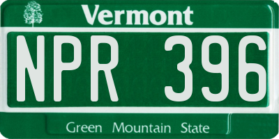 VT license plate NPR396