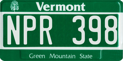 VT license plate NPR398